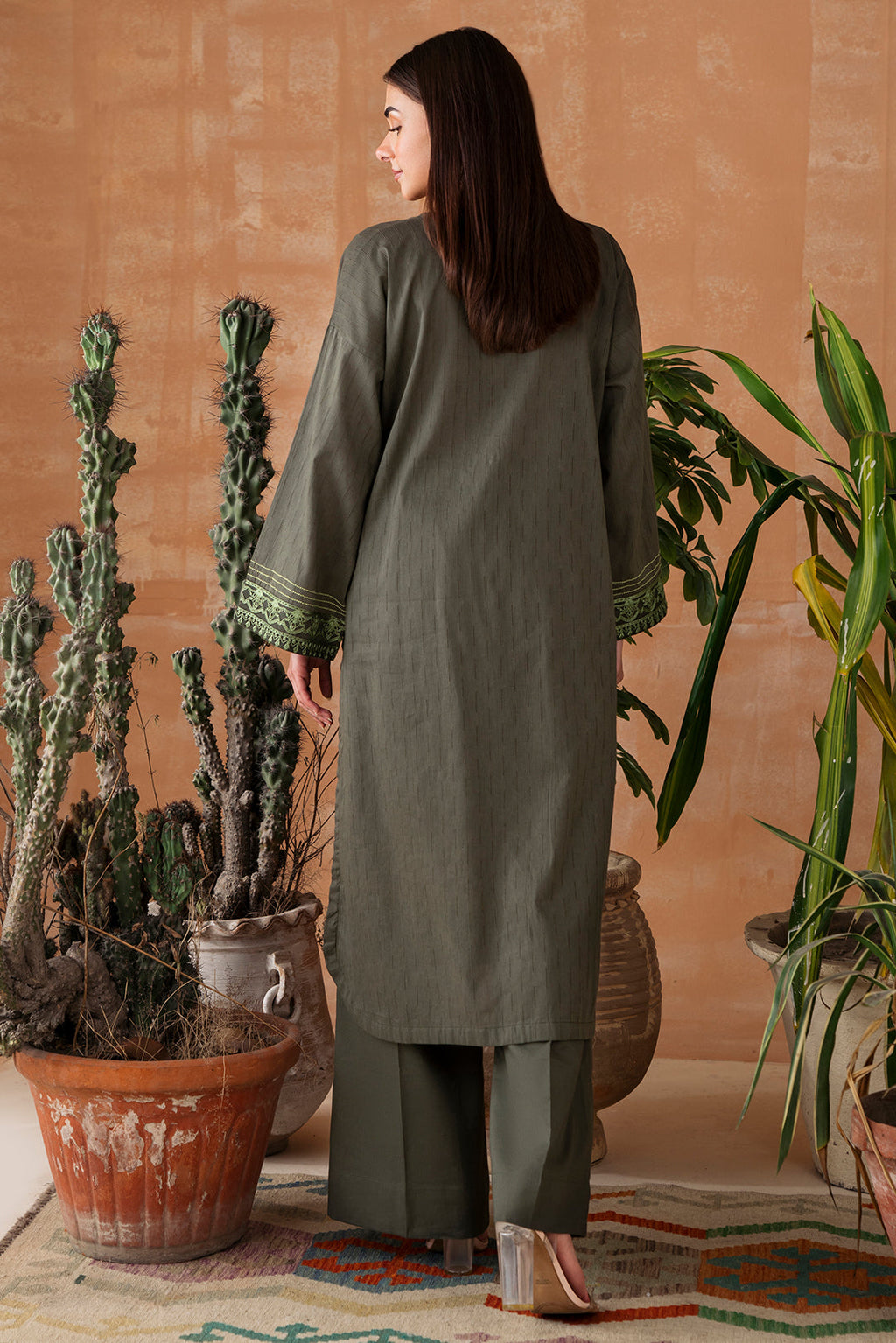 2 Piece - Embroidered Leno Kara Suit P1021 (SO)