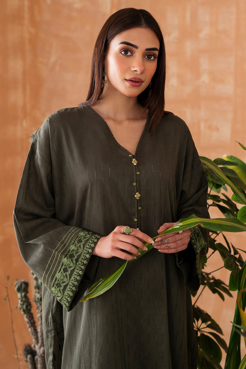 2 Piece - Embroidered Leno Kara Suit P1021 (SO)