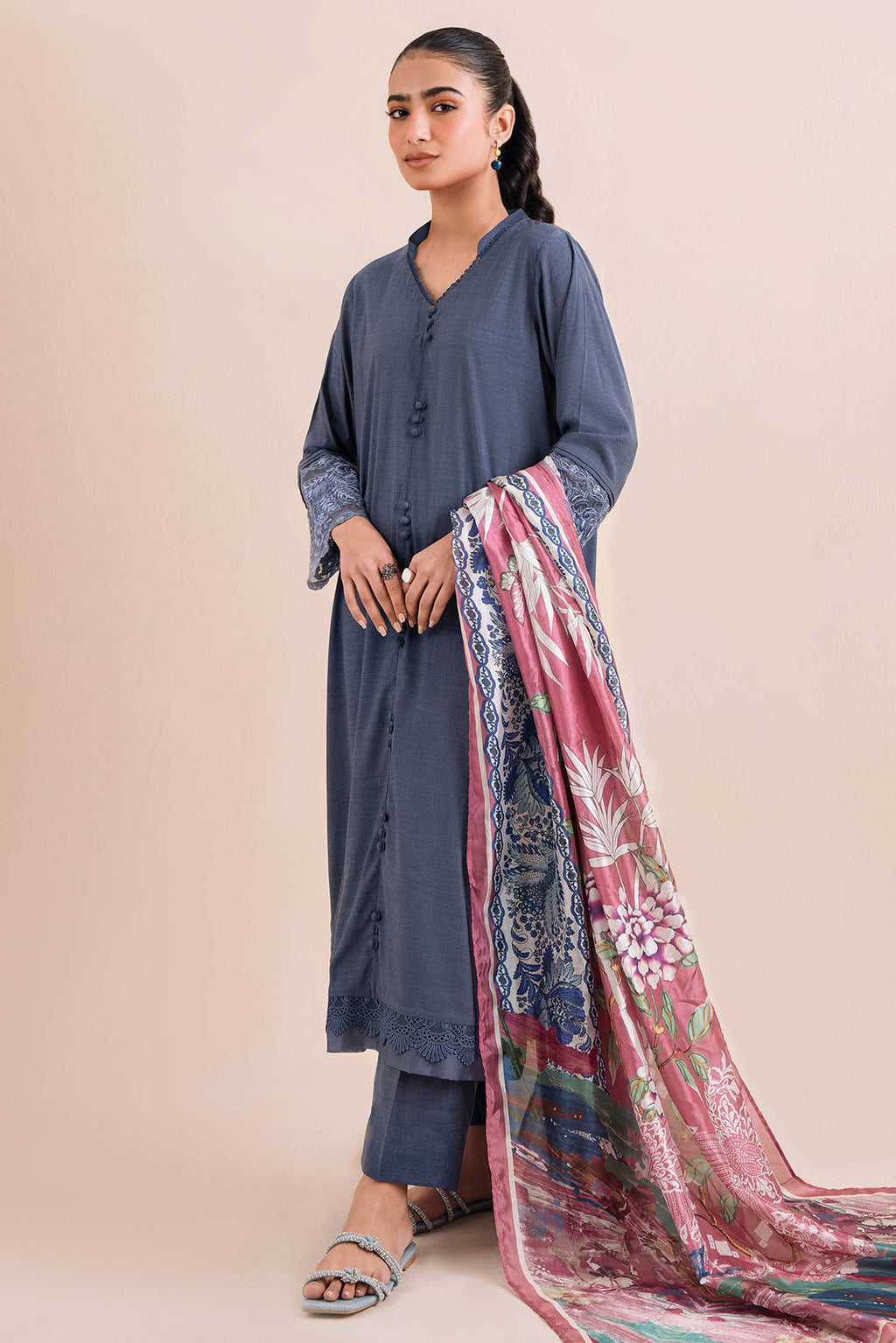 3 Piece - Embroidered Chambray Suit P1064 (SO)