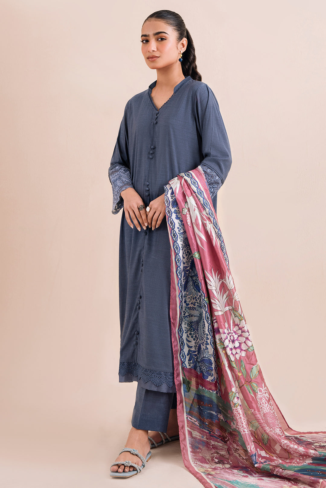 3 Piece - Embroidered Chambray Suit P1064 (SO)