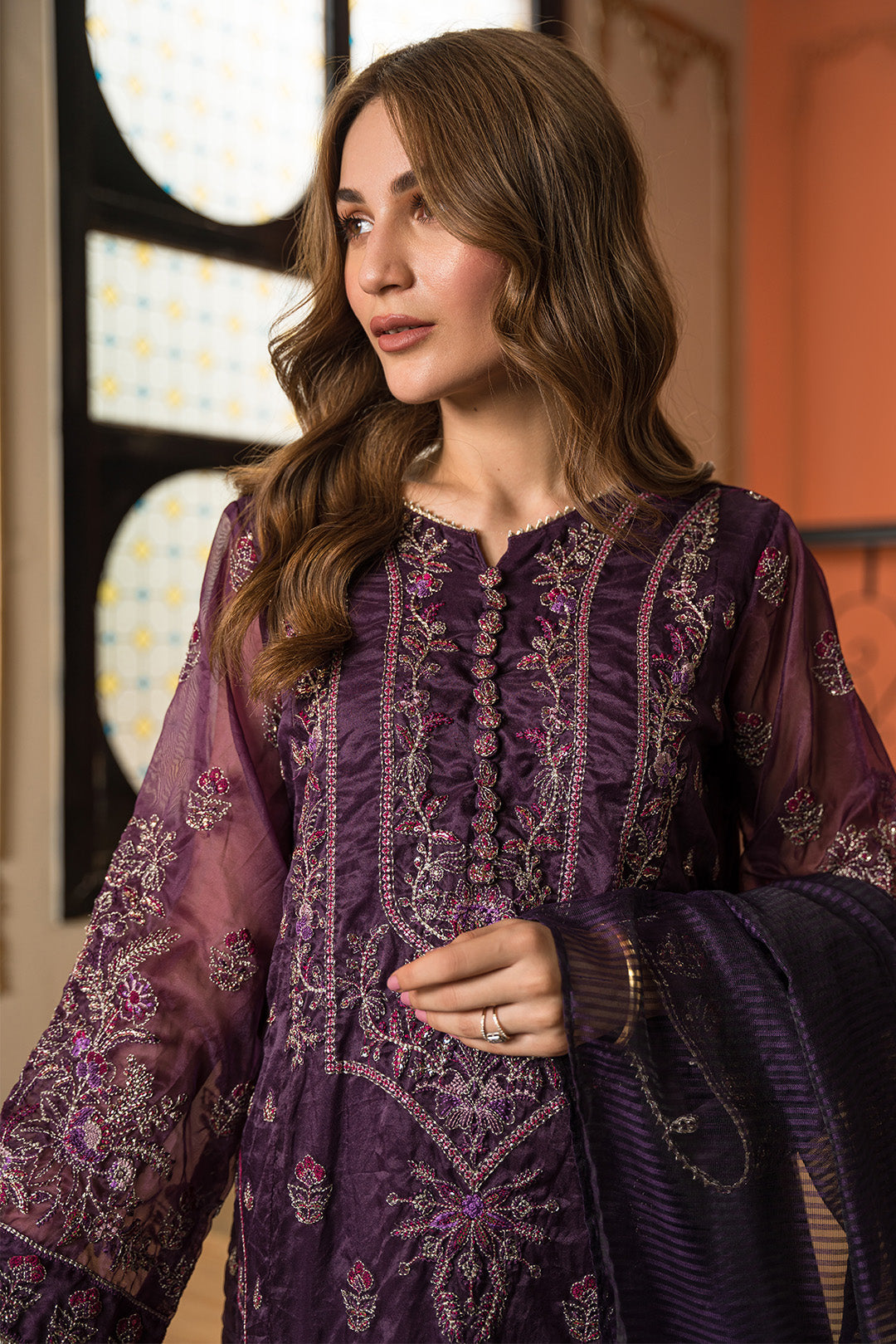 3 Piece - Dyed Embroidered Organza Suit L0594 (SO)