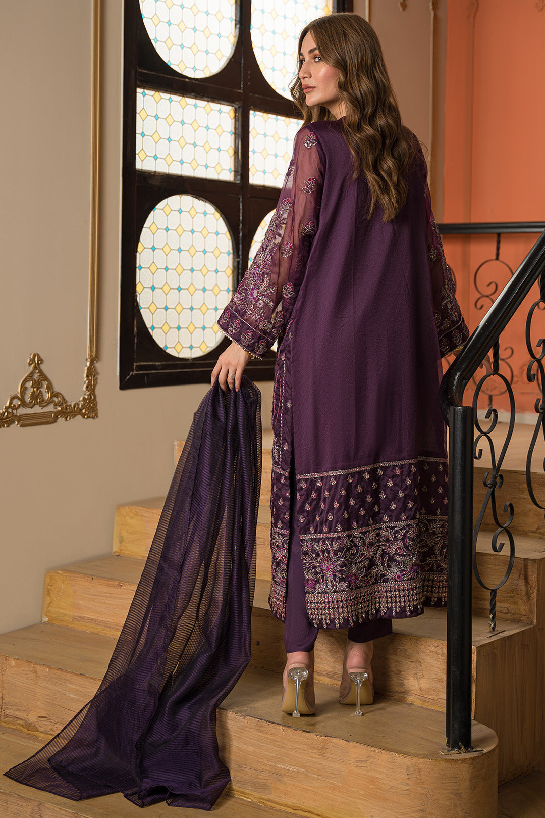 3 Piece - Dyed Embroidered Organza Suit L0594 (SO)