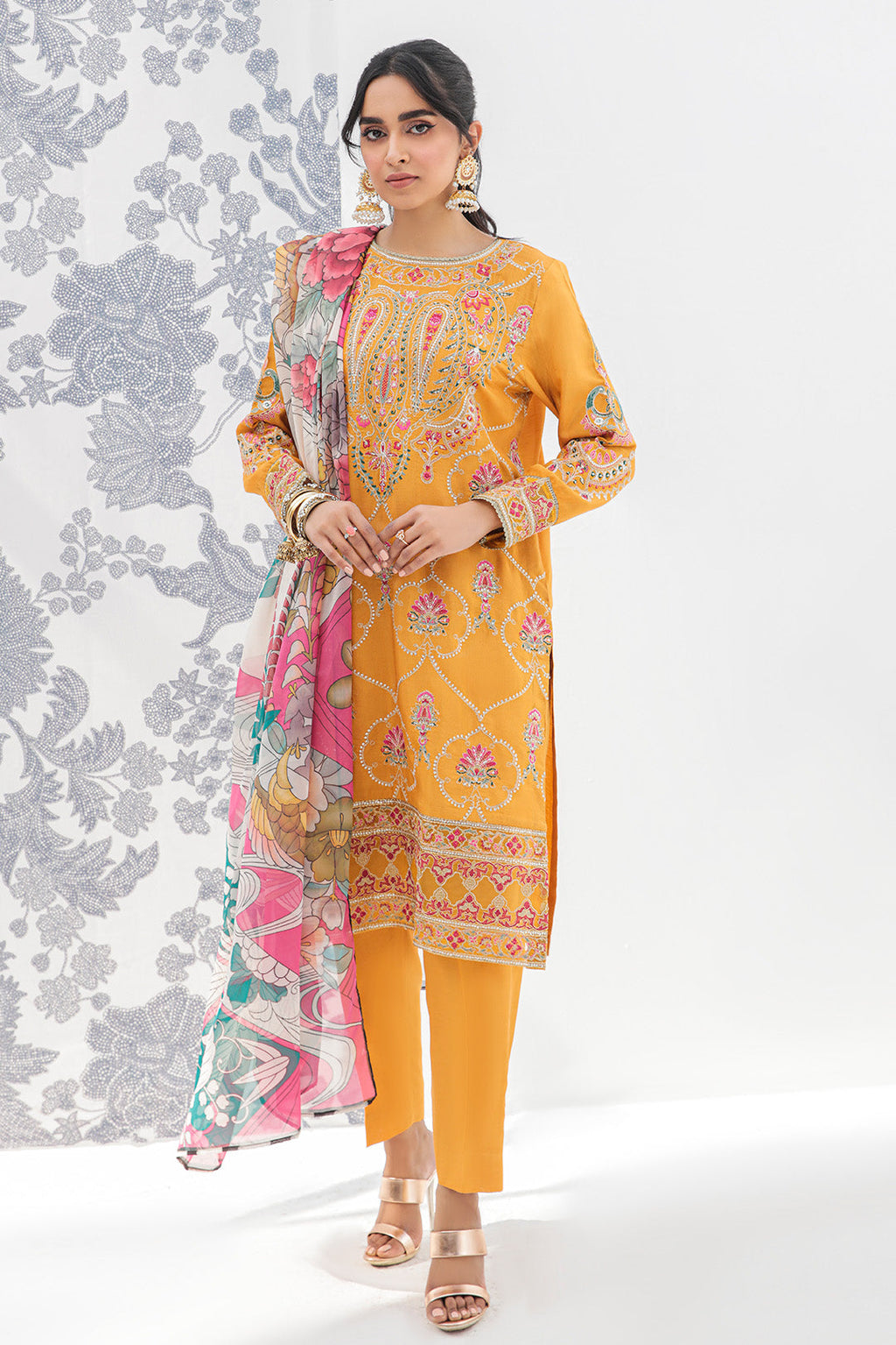 3 Piece - Dyed Embroidered Raw Silk Suit L2690 (SO)