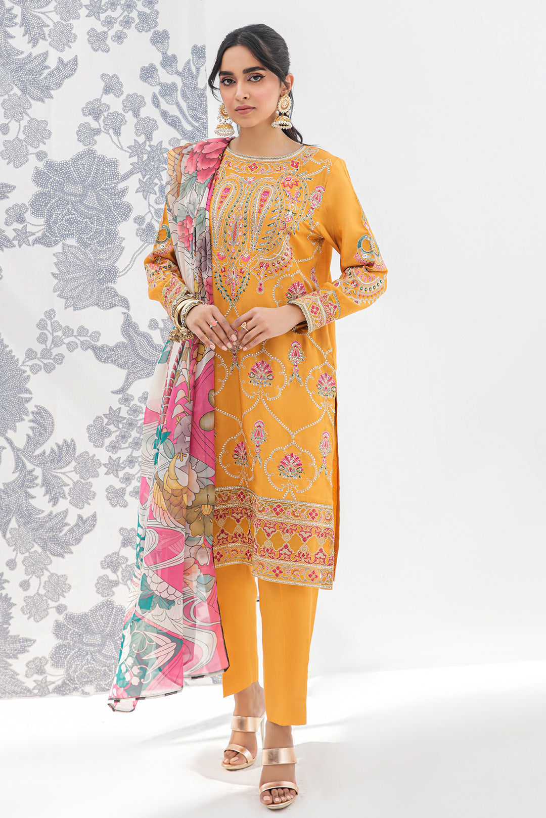 3 Piece - Dyed Embroidered Raw Silk Suit L2690 (SO)