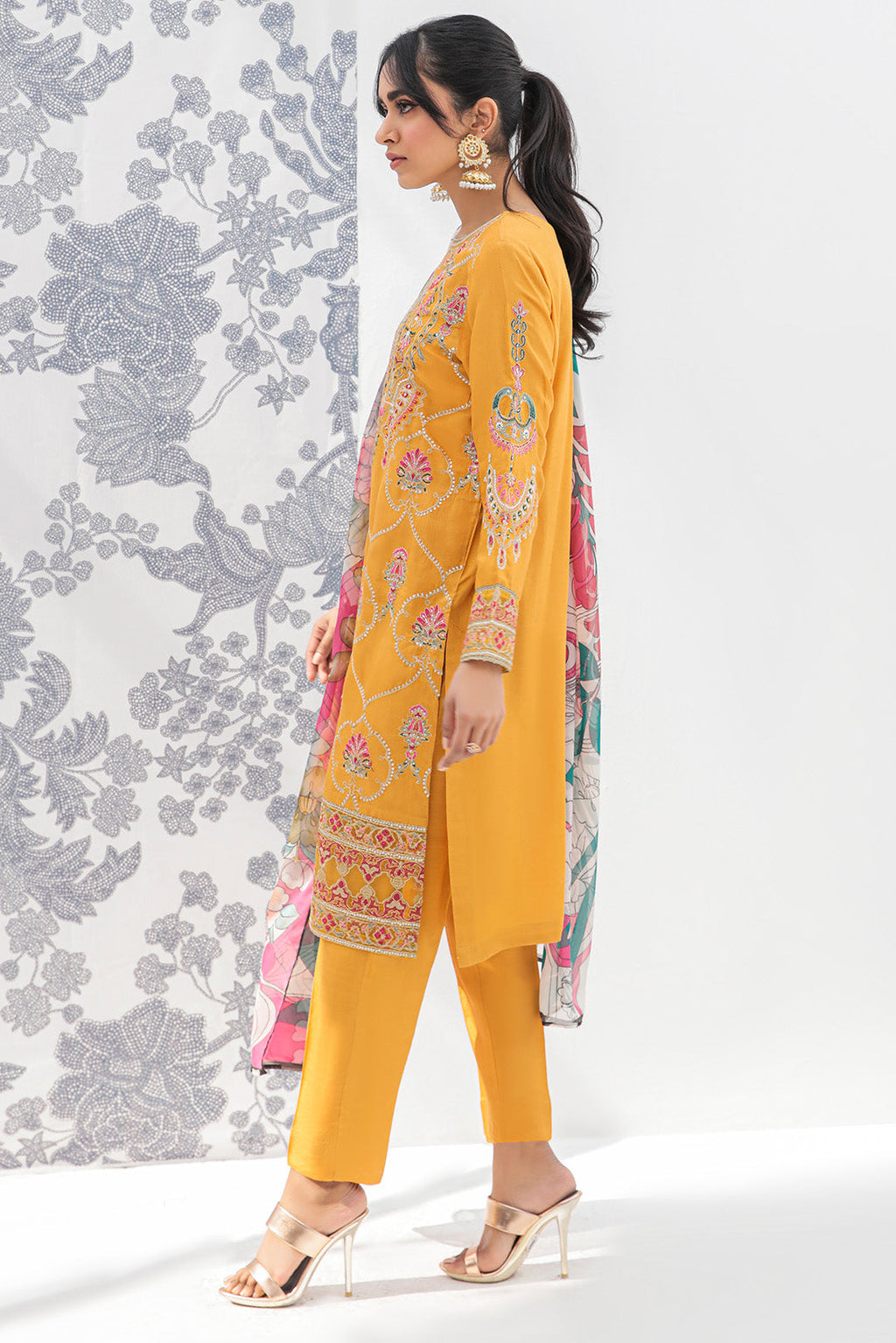 3 Piece - Dyed Embroidered Raw Silk Suit L2690 (SO)