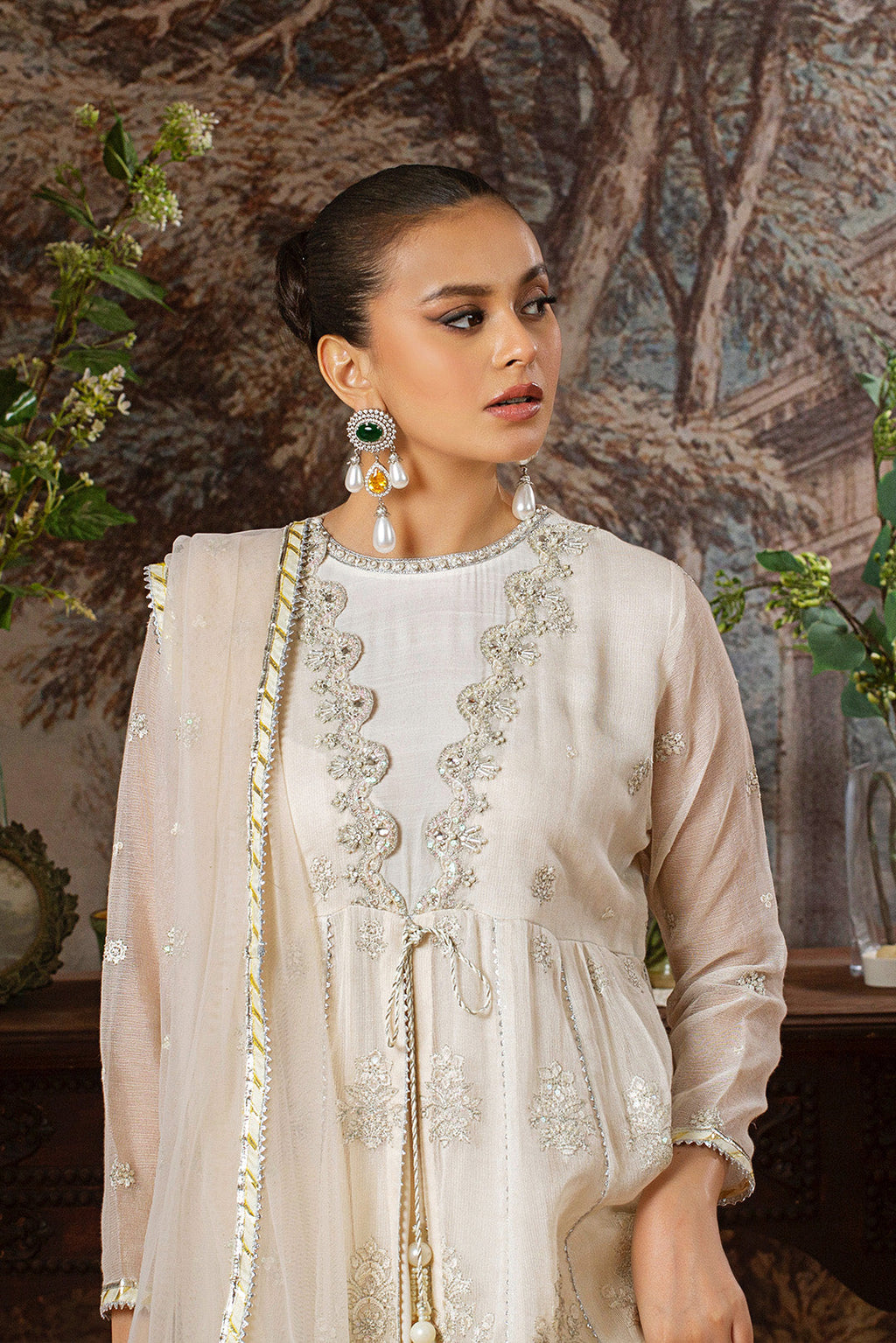 3 Piece - Embroidered Cotton Net Suit LFP1104