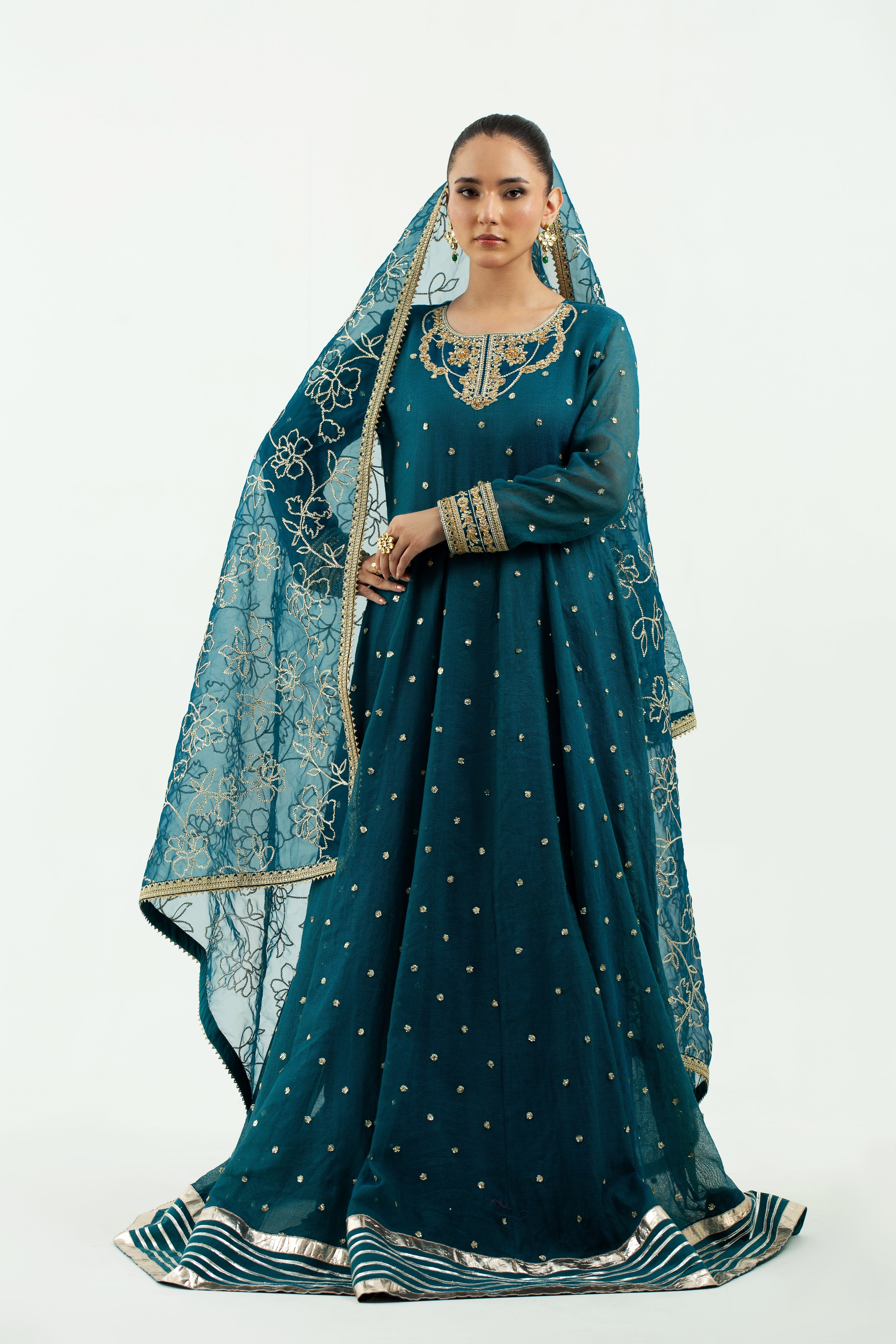 2 Piece - Embellished Embroidered Cotton Khadi Net Suit LFP1132