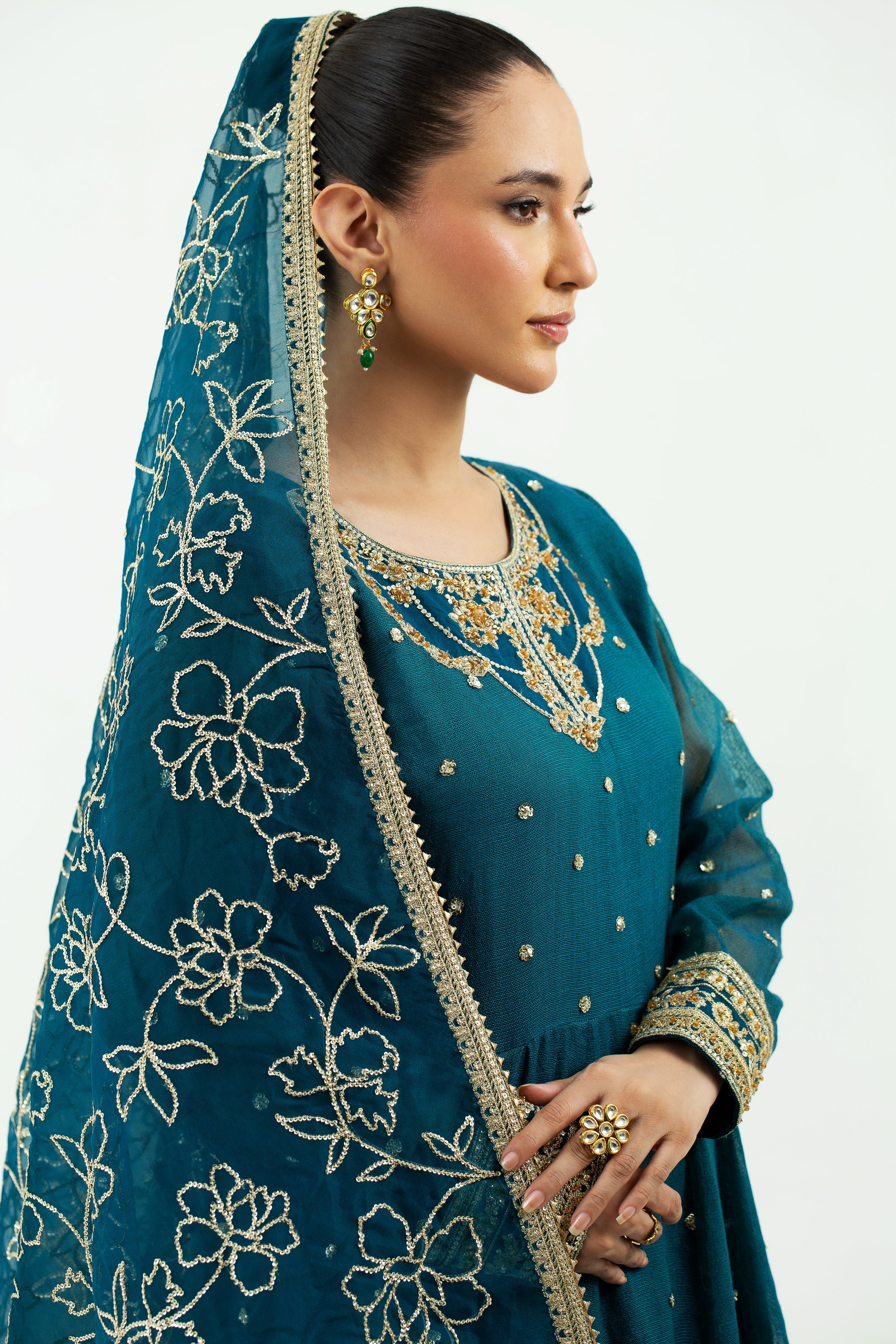 2 Piece - Embellished Embroidered Cotton Khadi Net Suit LFP1132