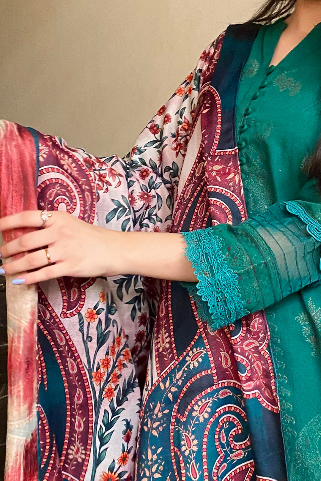 2 Piece - Dyed Embroidered Jacquard Suit P0275