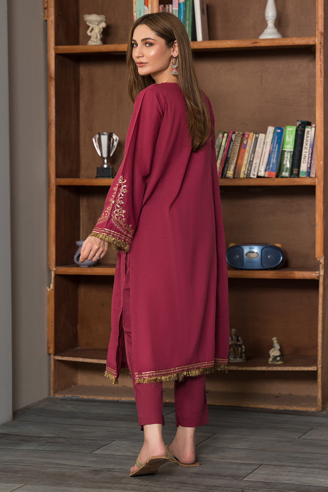 2 Piece - Dyed Embroidered Cotton Cambric Suit P0710