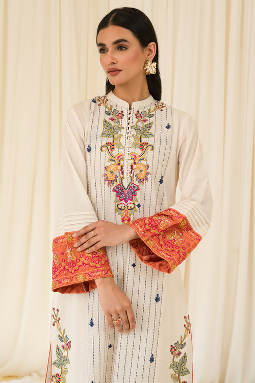 1 Piece - Embroidered Cambric Shirt P0794