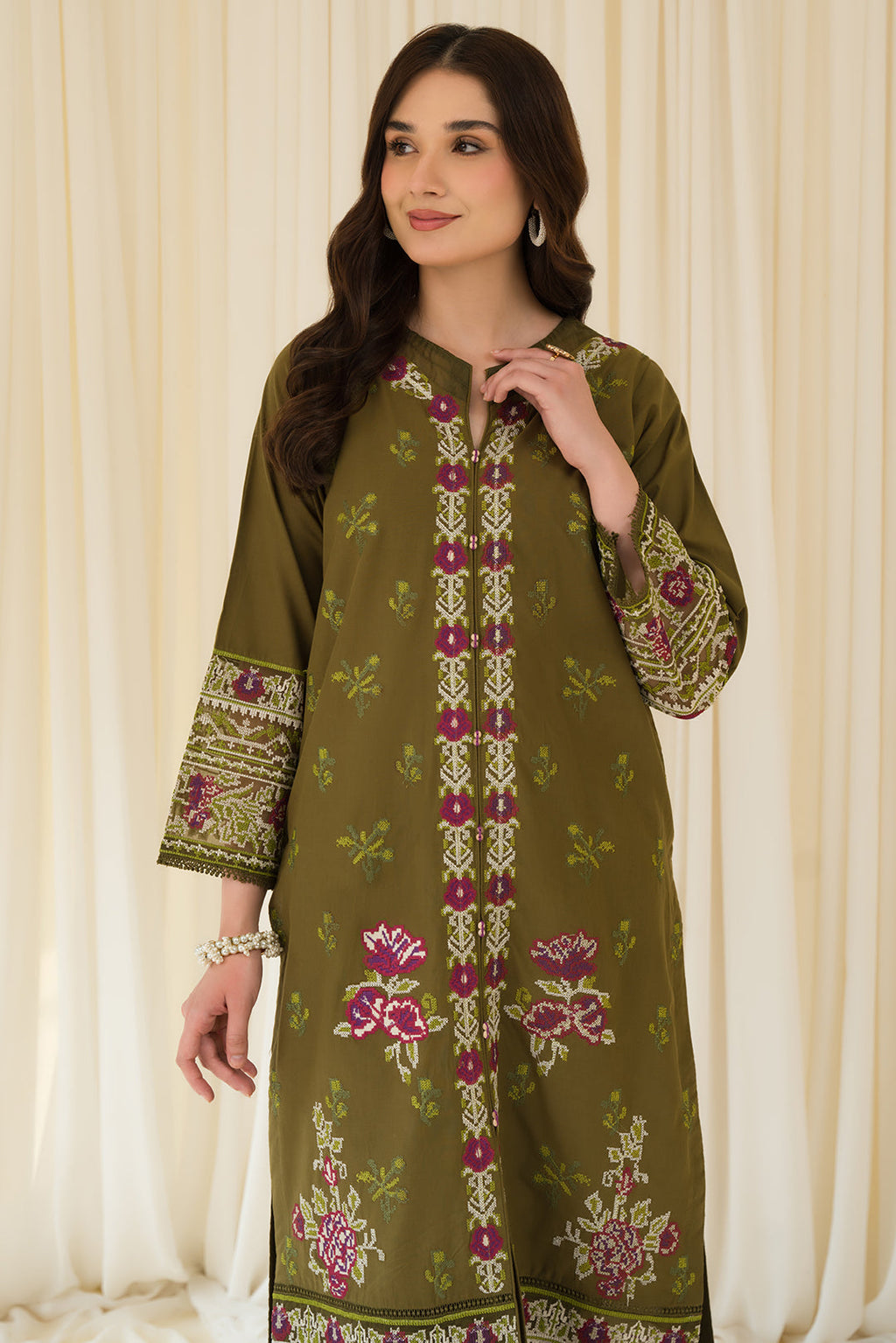 2 Piece - Embroidered Cambric Suit P0804