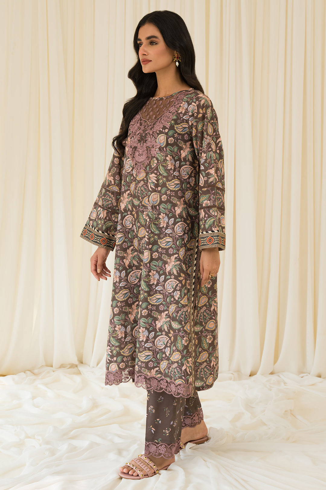 2 Piece - Embroidered Cambric Suit P0820A