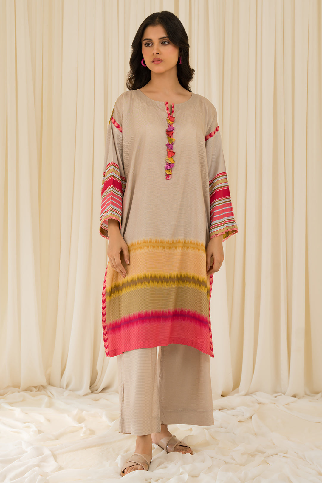 2 Piece - Digital Printed Linen Suit P0822A