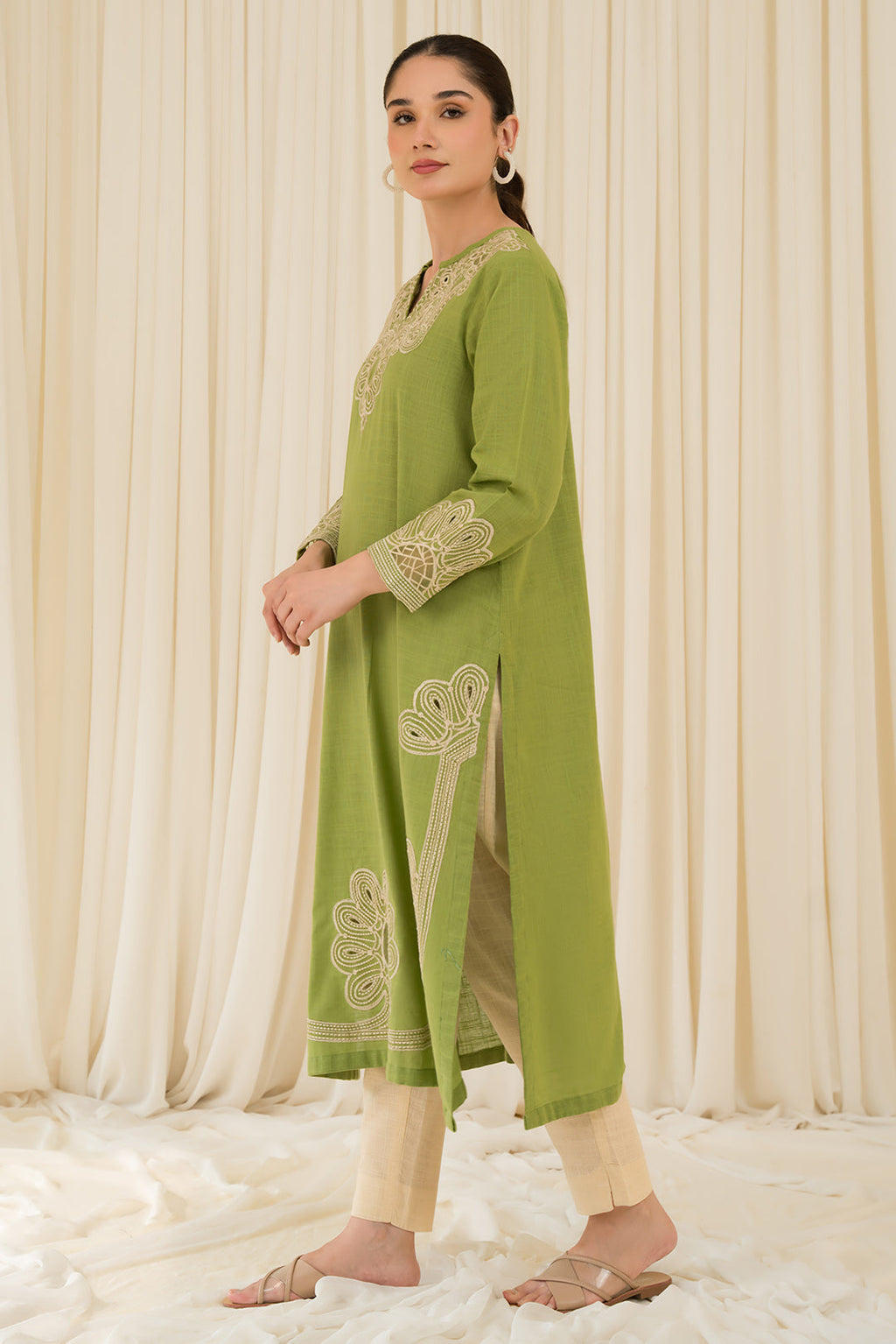 2 Piece - Embroidered Slub Khaddar Suit P0871 (SO)