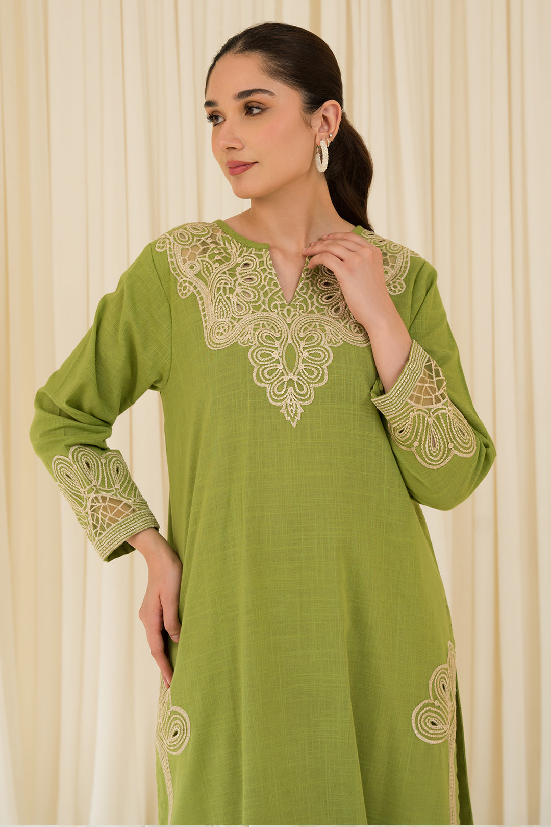 2 Piece - Embroidered Slub Khaddar Suit P0871 (SO)