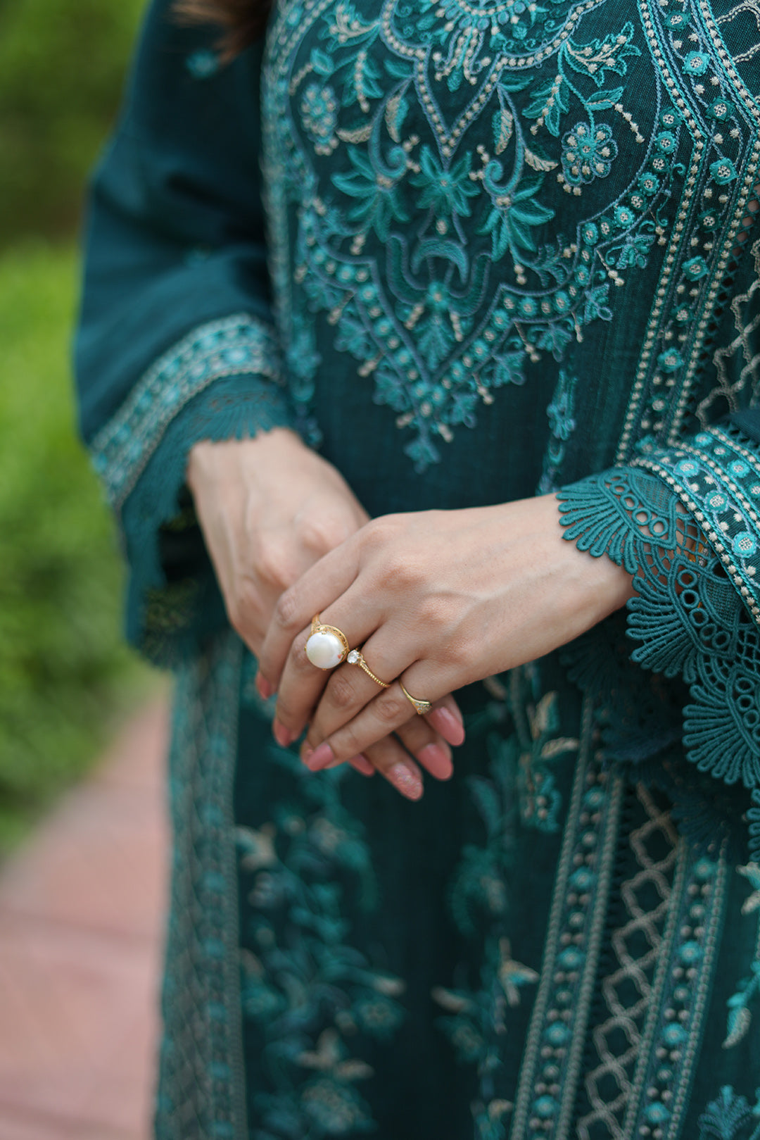 2 Piece - Embroidered Yarn Dyed  Suit P0874