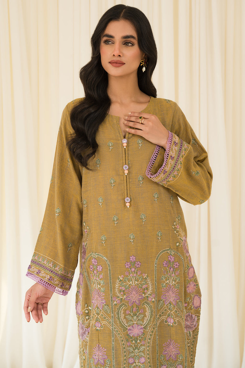 2 Piece - Embroidered Yarn Dyed Suit P0876