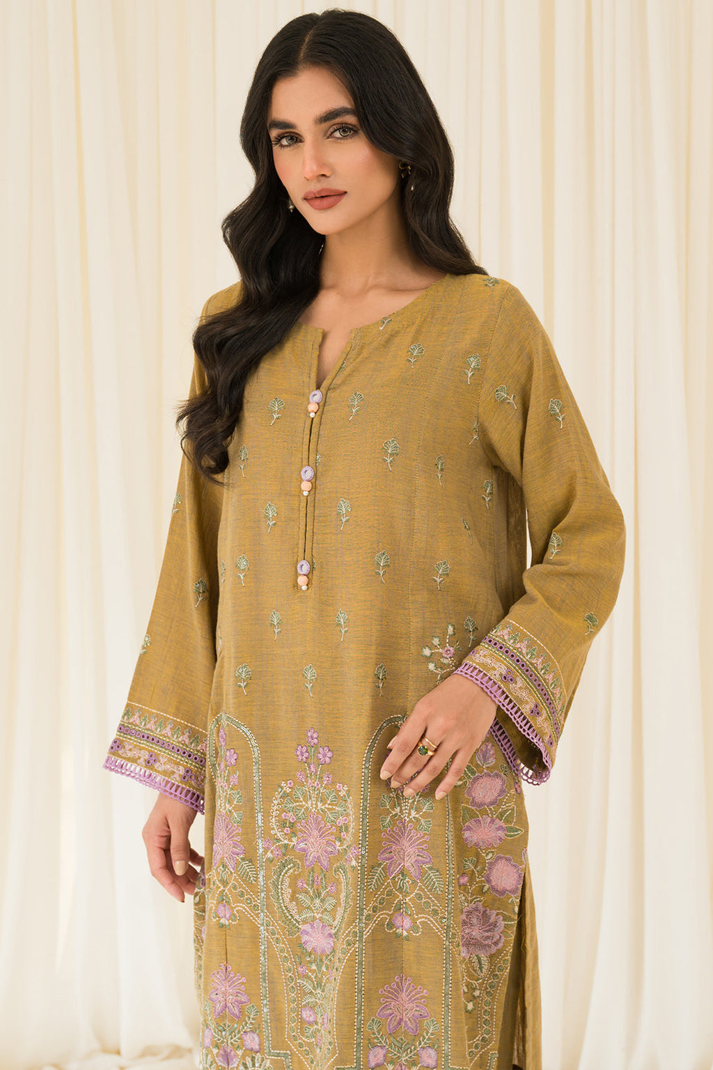 2 Piece - Embroidered Yarn Dyed Suit P0876
