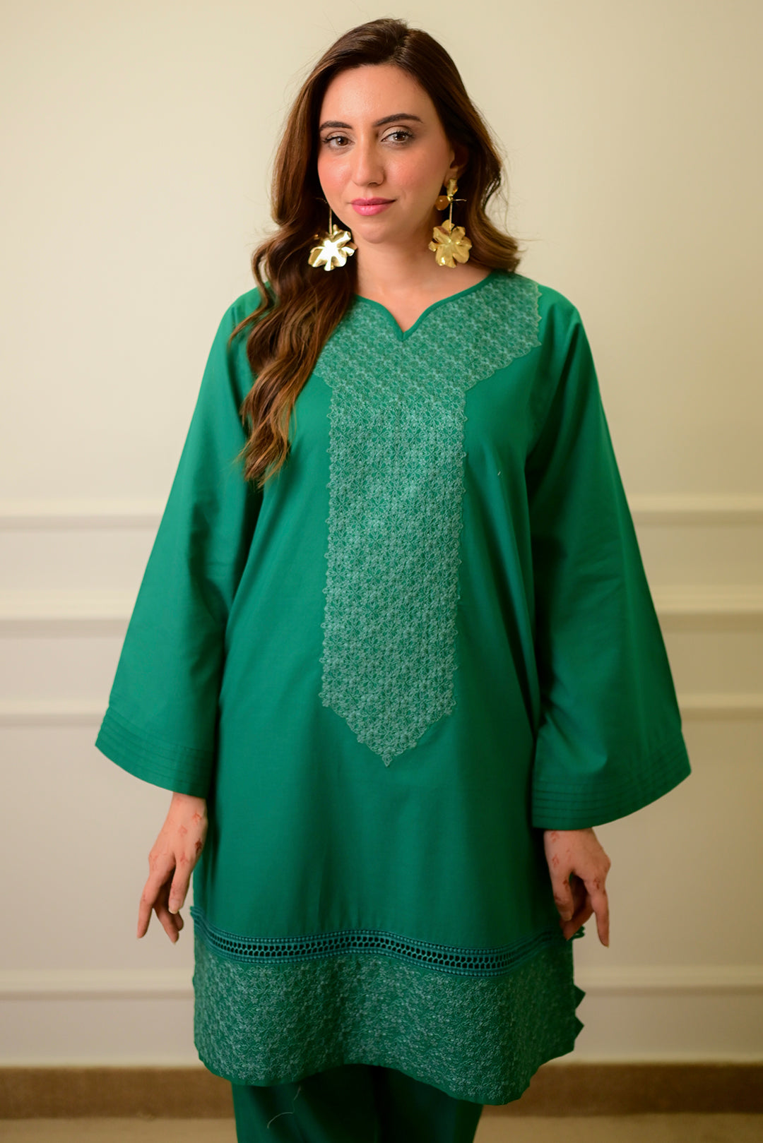 2 Piece - Embroidered Cotton Suit P1057