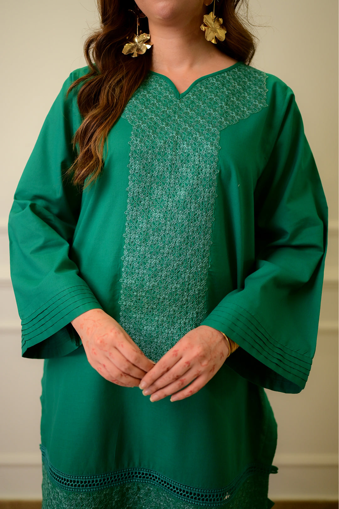 2 Piece - Embroidered Cotton Suit P1057