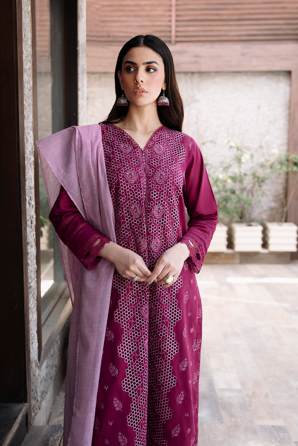 3 Piece - Schiffli Lawn Suit P1076