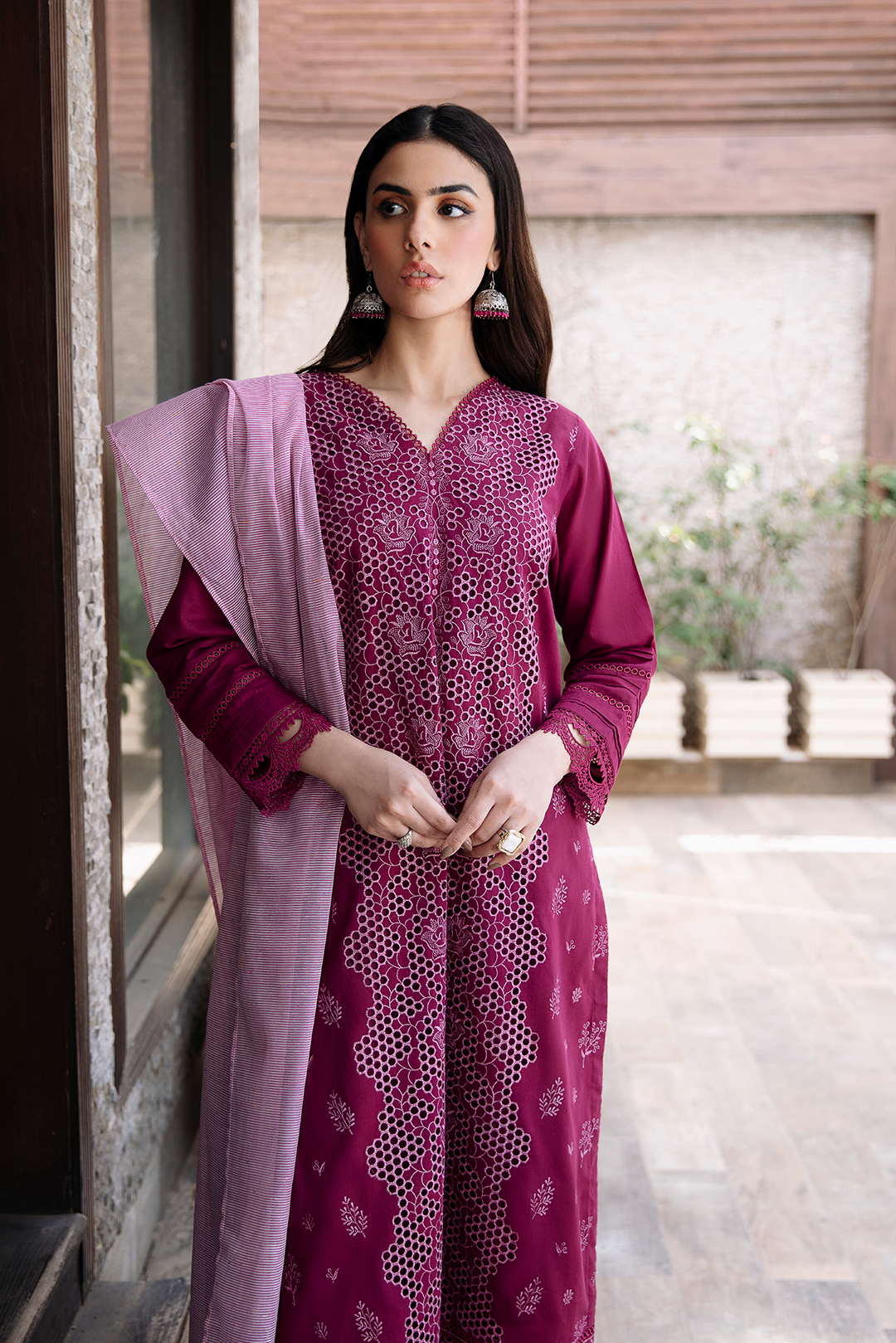3 Piece - Schiffli Lawn Suit P1076