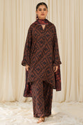3 Piece - Digital Printed Textured Linen Suit PB929