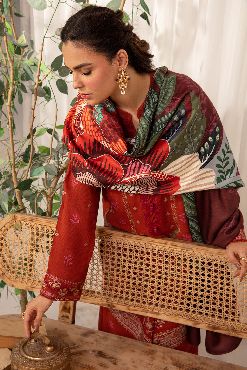 3 Piece - Dyed Embroidered Khaddar Suit PB938