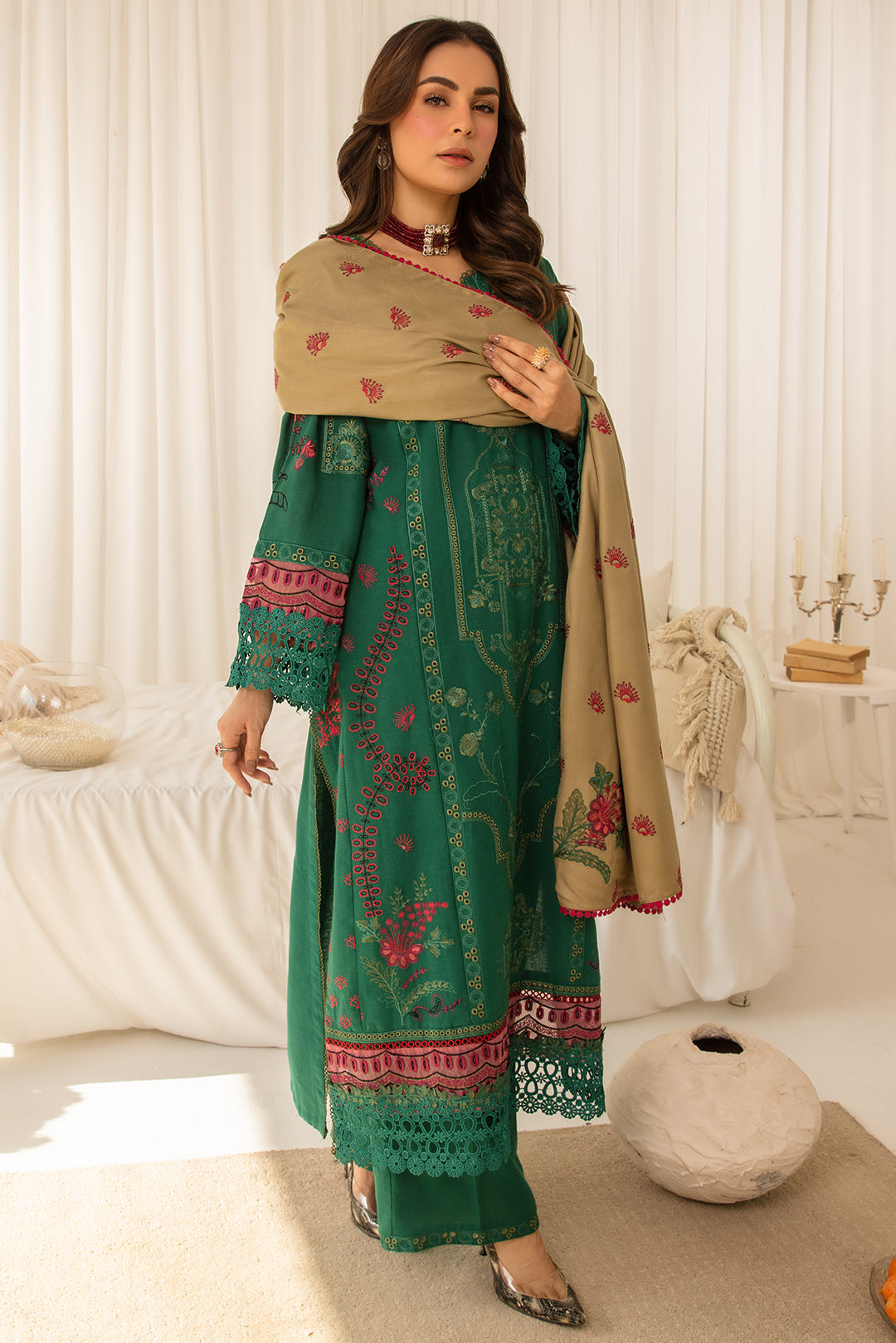 3 Piece - Embroidered Khaddar Suit PB939 (SO)