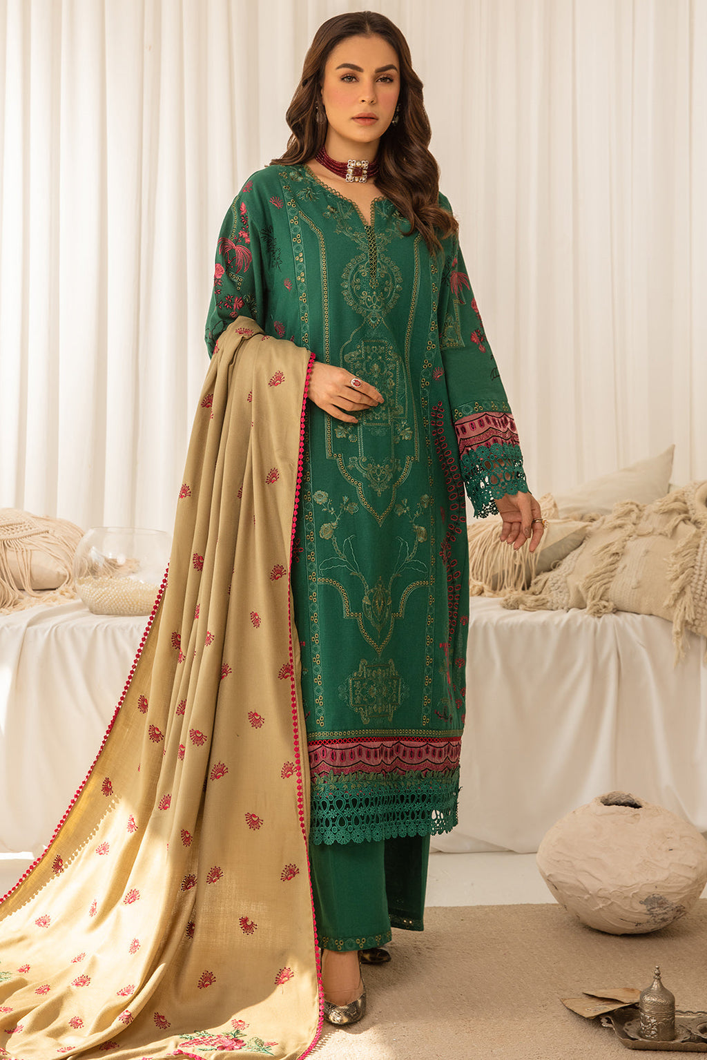 3 Piece - Embroidered Khaddar Suit PB939 (SO)