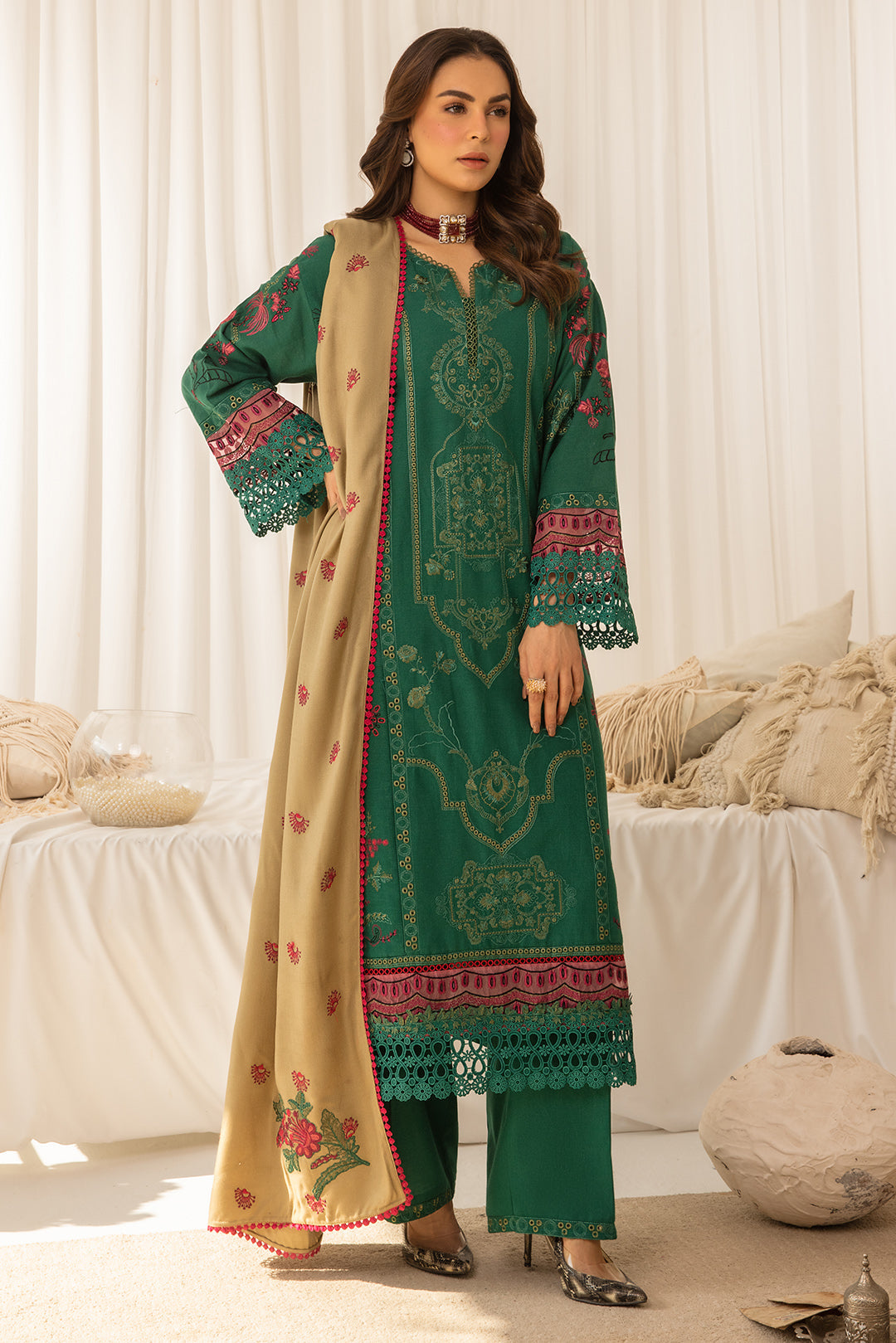 3 Piece - Embroidered Khaddar Suit PB939 (SO)