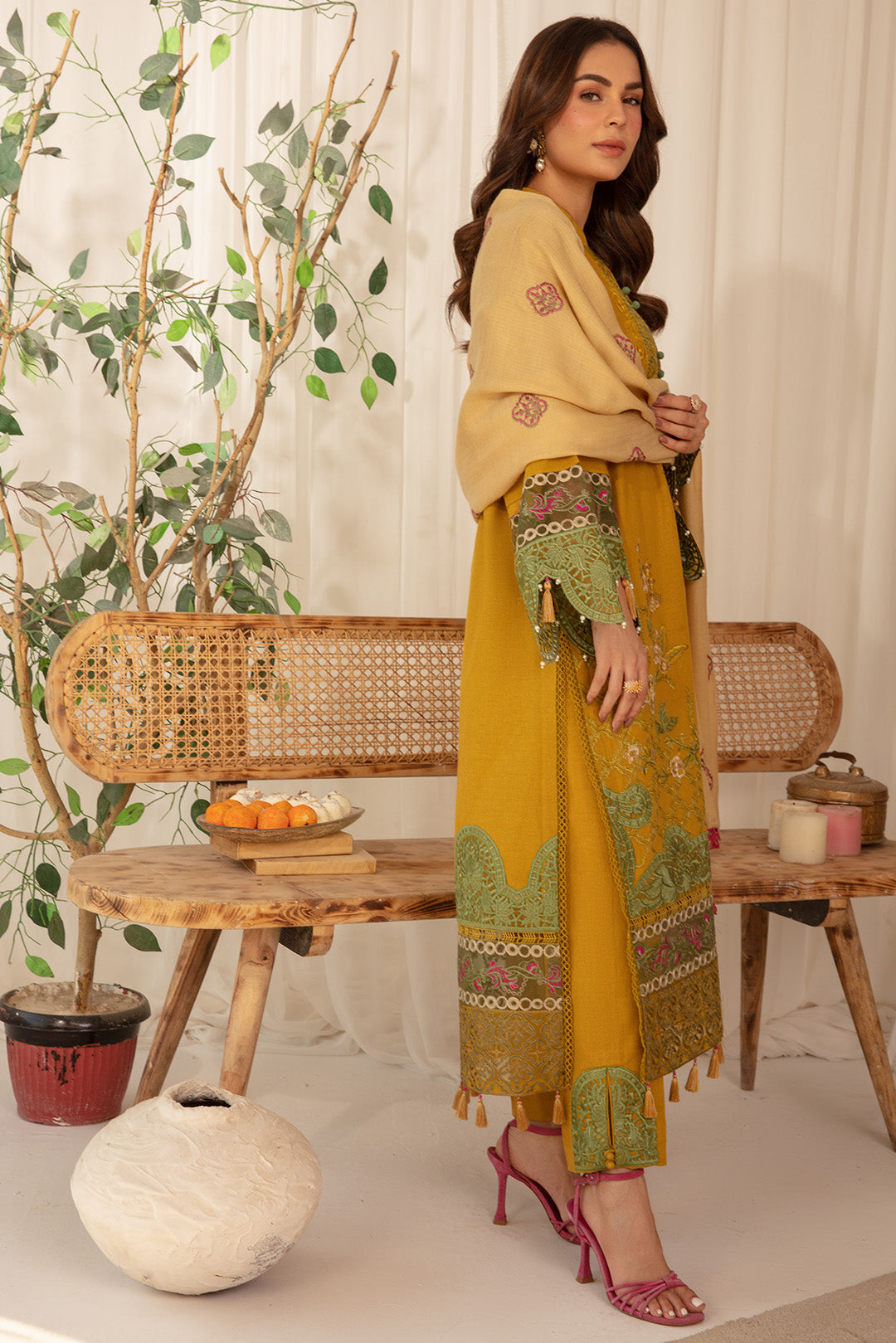 3 Piece - Dyed Embroidered Khaddar Suit PB940