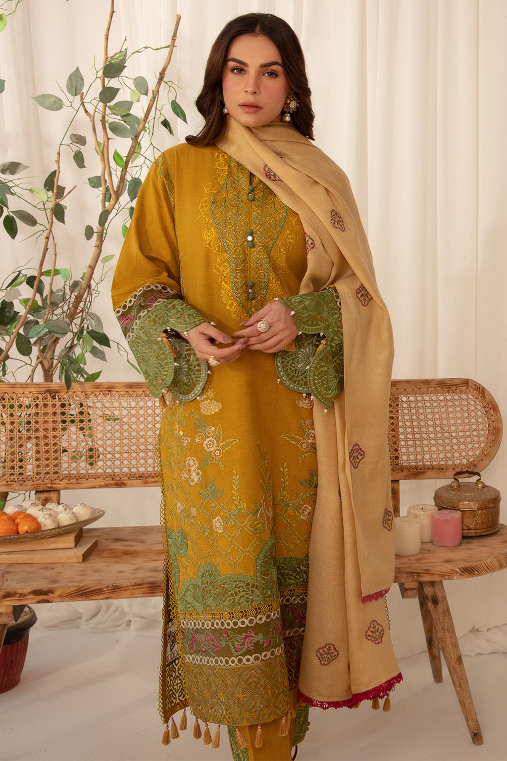 3 Piece - Dyed Embroidered Khaddar Suit PB940