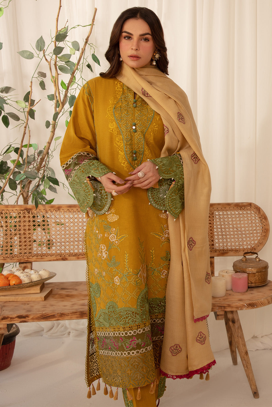 3 Piece - Dyed Embroidered Khaddar Suit PB940