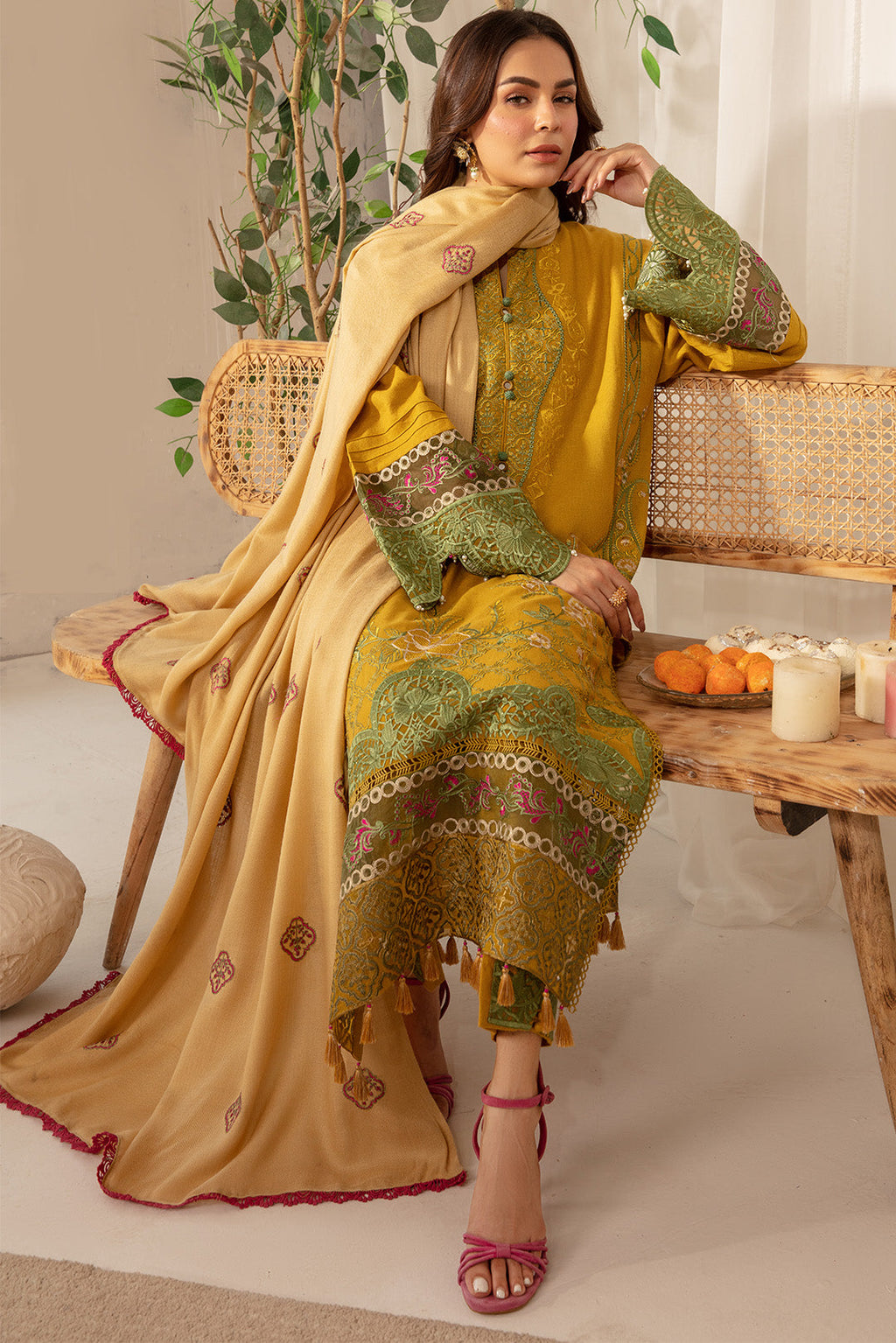 3 Piece - Dyed Embroidered Khaddar Suit PB940
