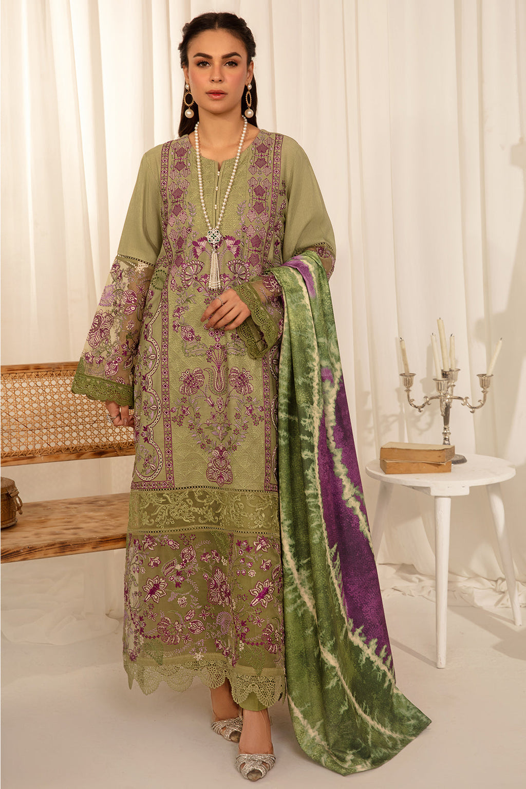 3 Piece - Dyed Embroidered Khaddar Suit PB944 (SO)