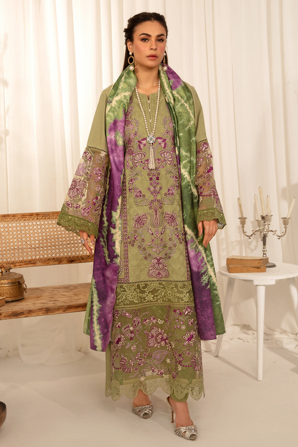 3 Piece - Dyed Embroidered Khaddar Suit PB944 (SO)