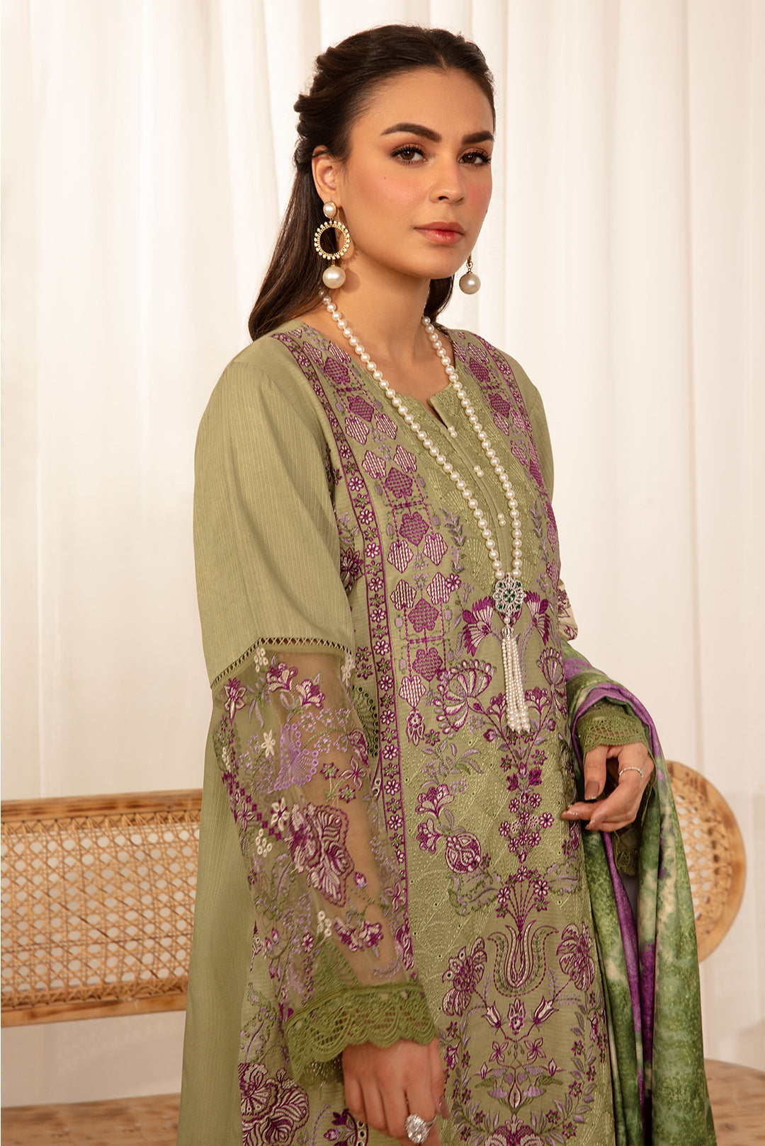 3 Piece - Dyed Embroidered Khaddar Suit PB944 (SO)
