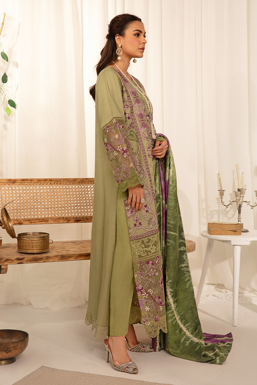 3 Piece - Dyed Embroidered Khaddar Suit PB944 (SO)