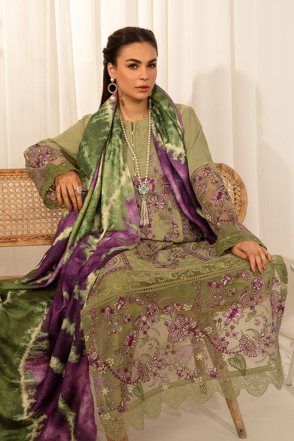 3 Piece - Dyed Embroidered Khaddar Suit PB944 (SO)