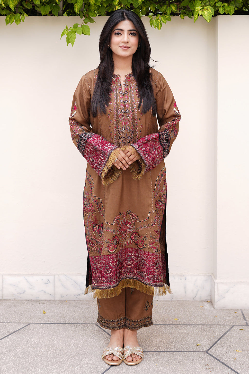 2 Piece - Embroidered Korean Raw Silk Suit L0955 (SO)