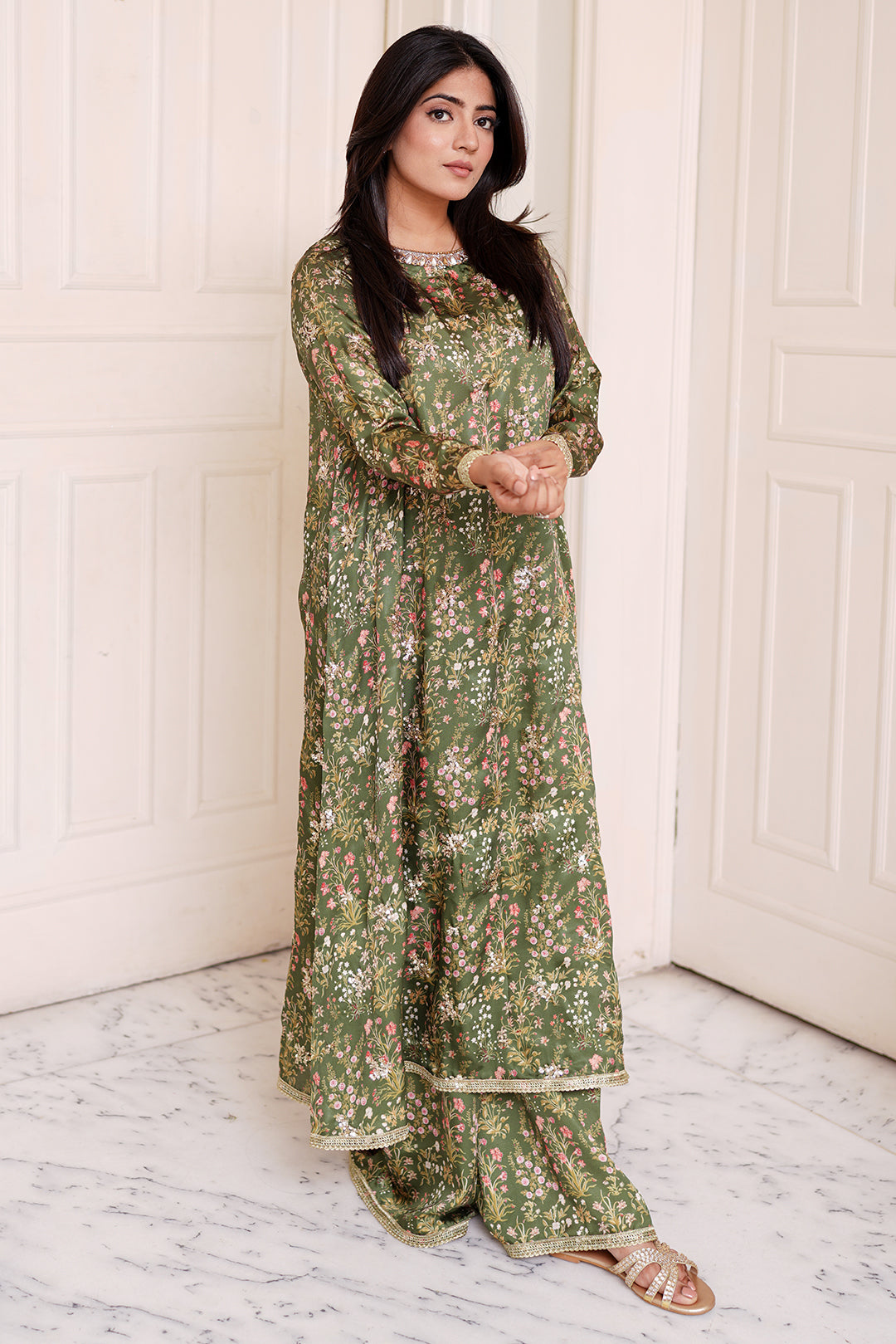 3 Piece - Embroidered Shamooz Silk Suit L1155