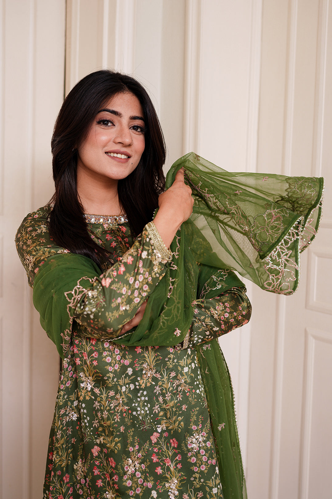 3 Piece - Embroidered Shamooz Silk Suit L1155
