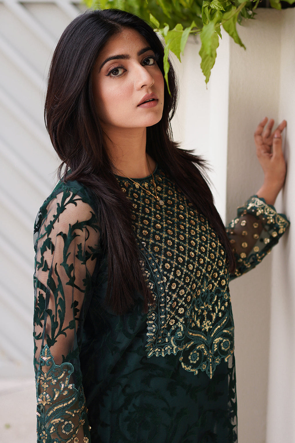 3 Piece - Embroidered Broshia Net Suit L1145