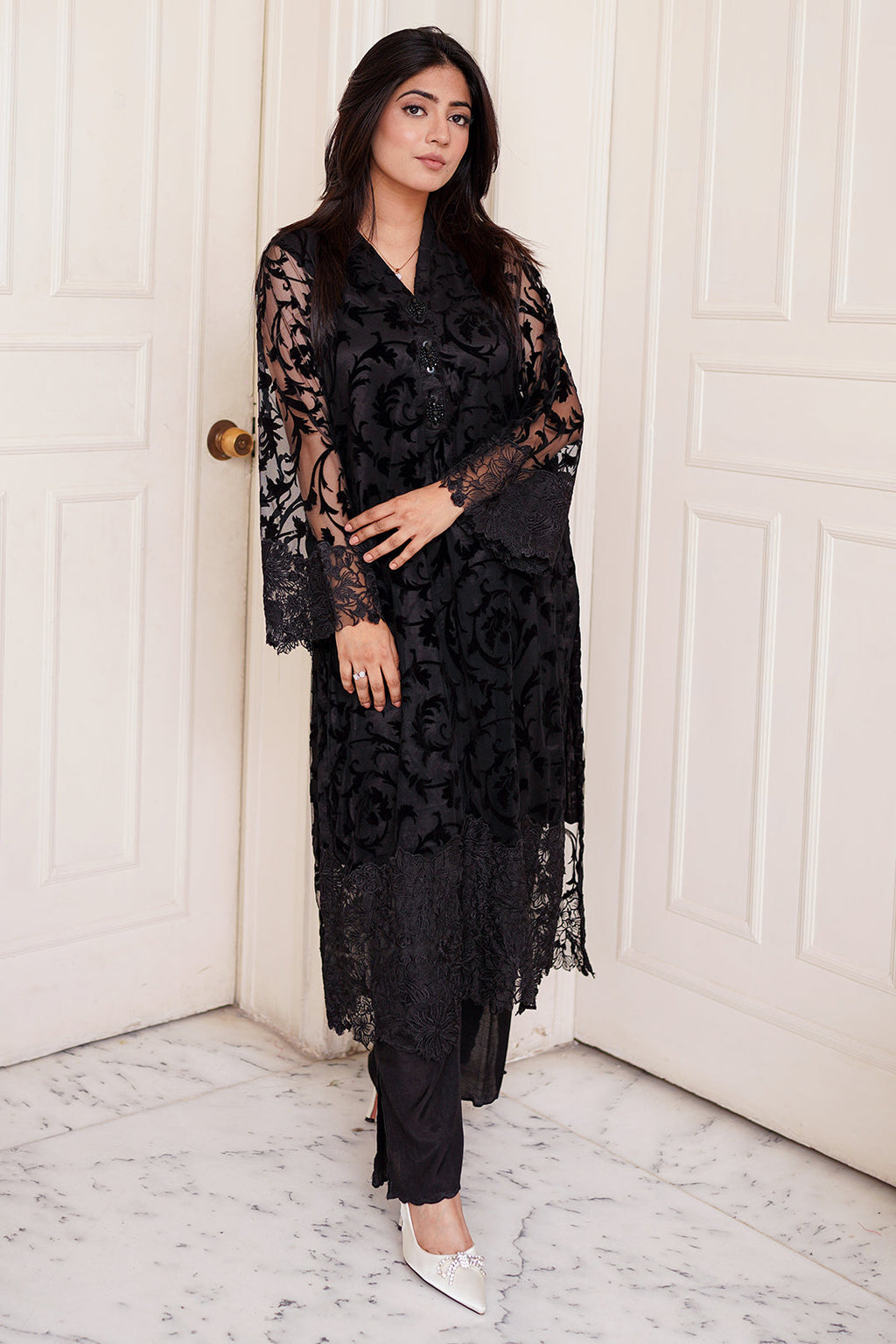 2 Piece - Embroidered Broshia Net Suit L1147