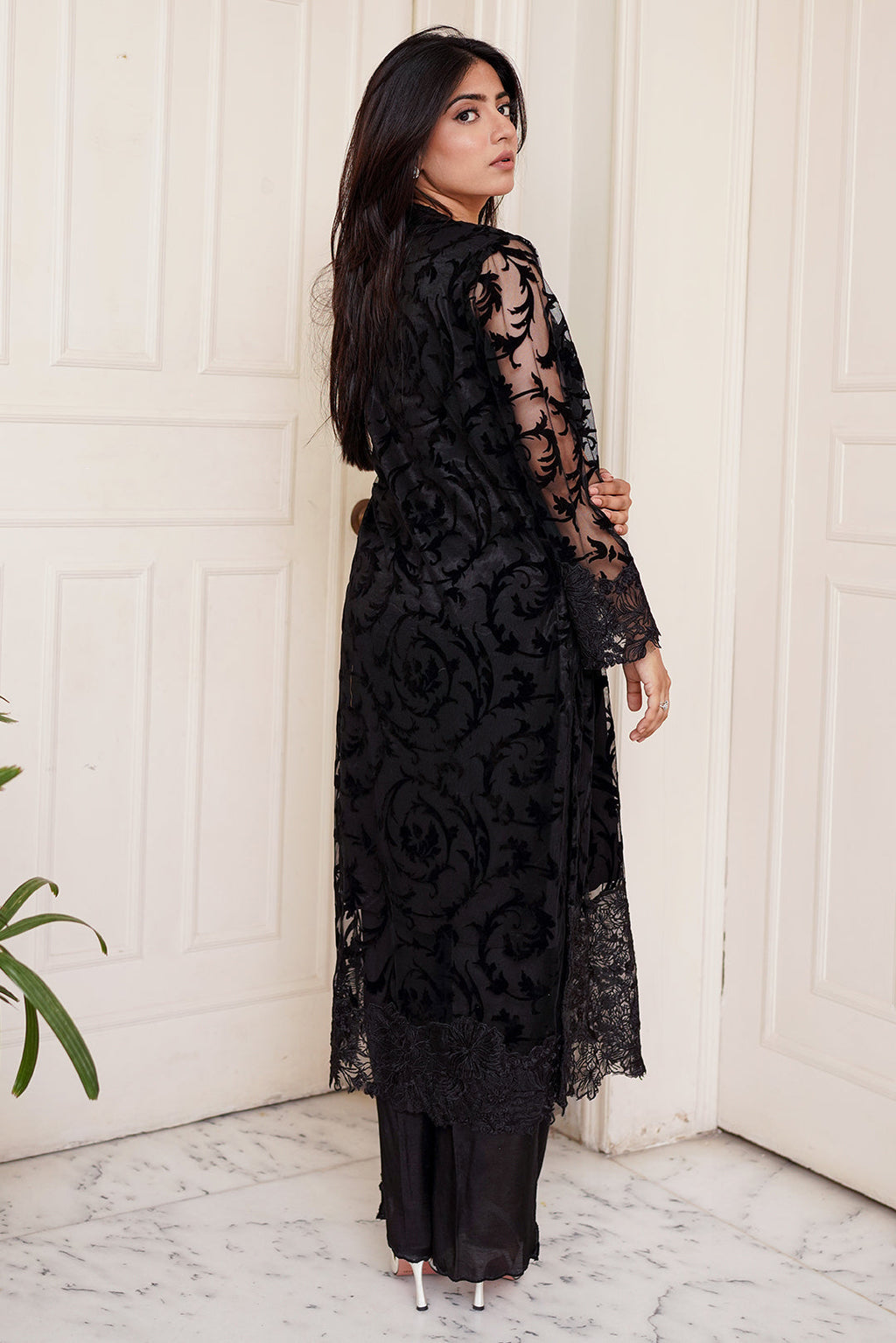 2 Piece - Embroidered Broshia Net Suit L1147