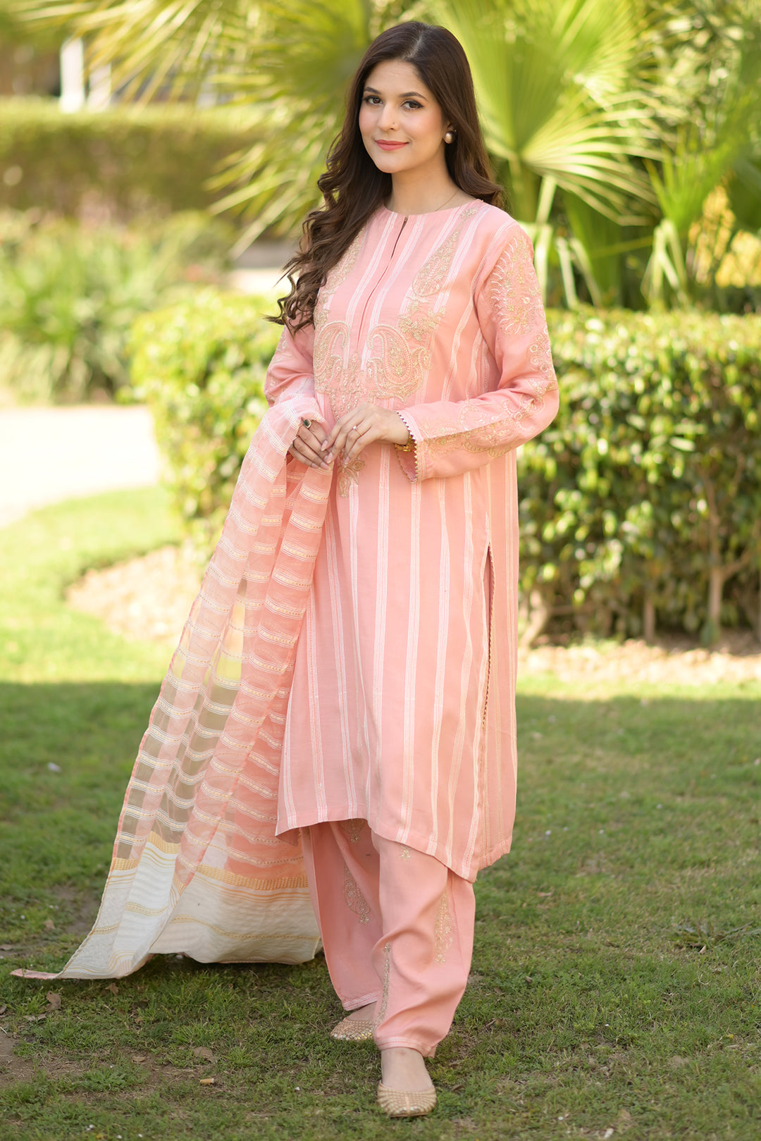 3 Piece - Embroidered Raw Silk Suit L0950 (SO)