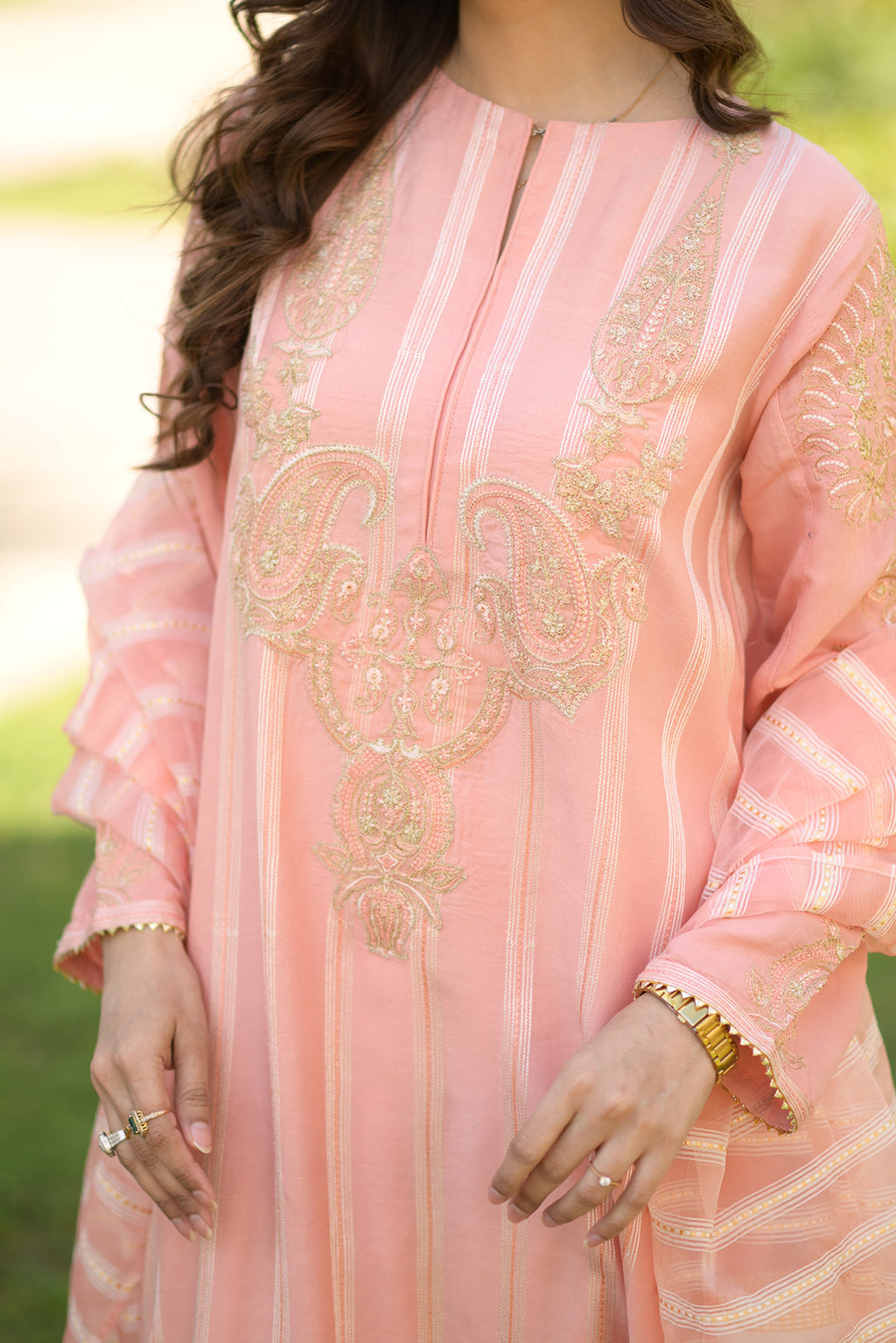 3 Piece - Embroidered Raw Silk Suit L0950 (SO)