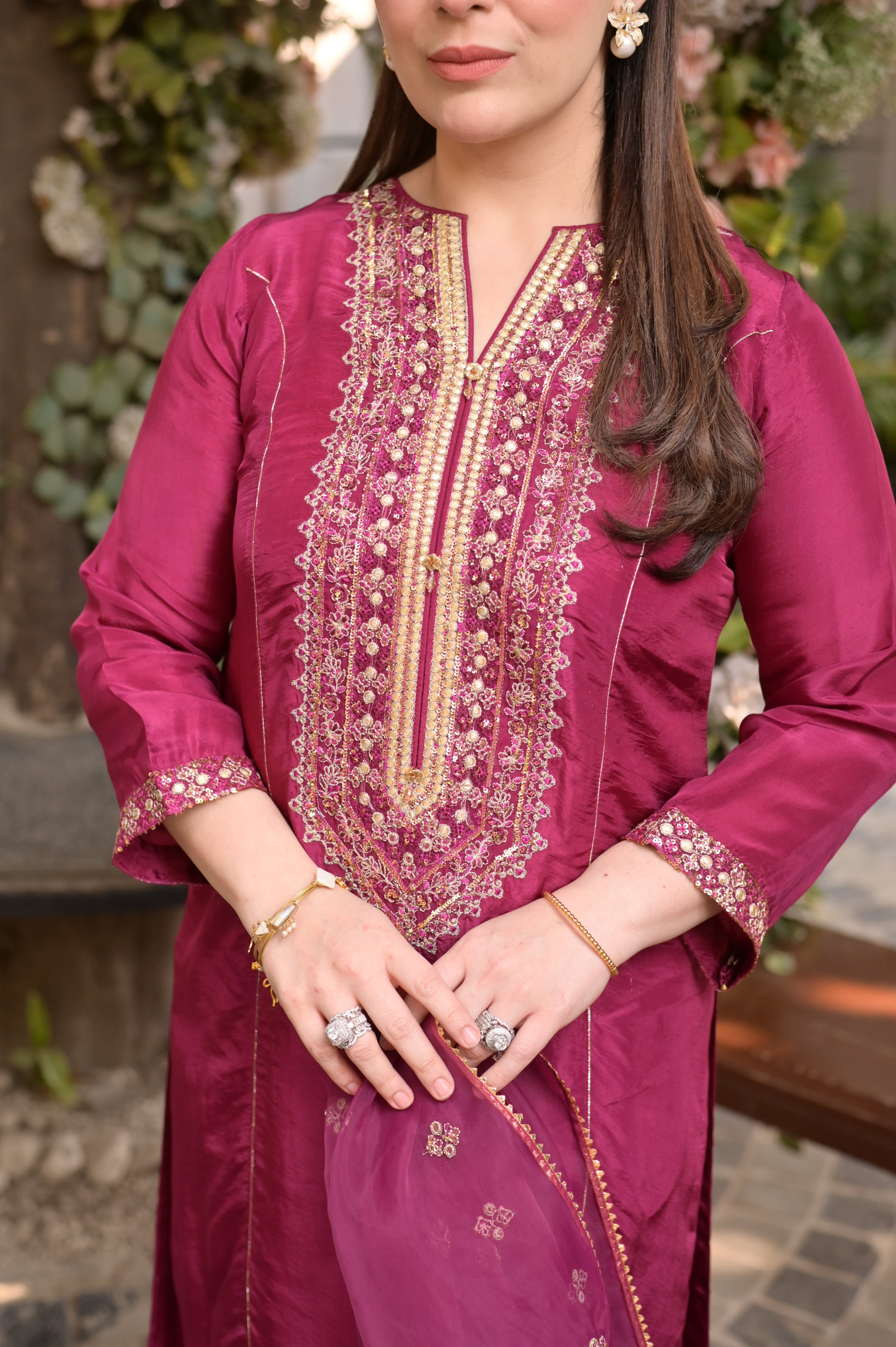 3 Piece - Premium Pure Sheesha Silk Embroidered Suit LFP1147